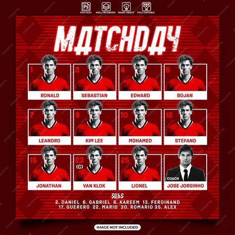 premium psd starting lineup football match design template