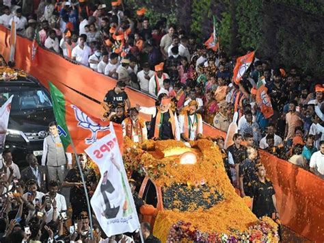 PM Modi S Massive Election Roadshow Takes Over Hyderabad Roads