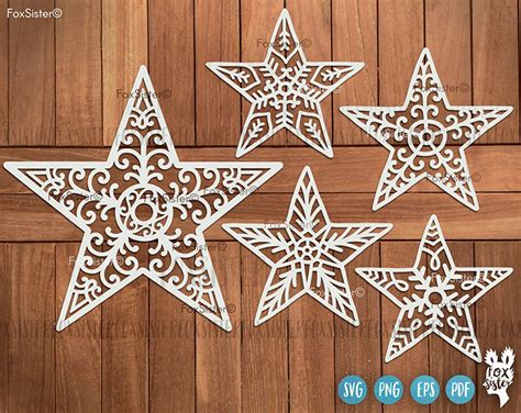 Christmas Stars Svg Design Bundle Star Svg Files Christmas Etsy