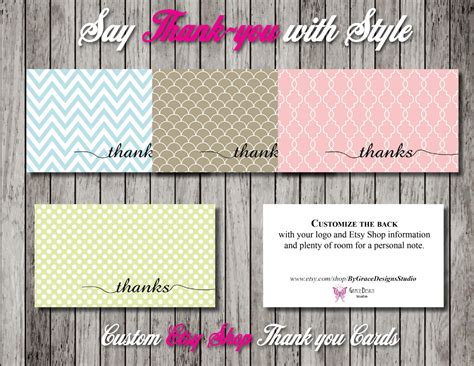 Custom Thank You Cards With Logo Set of Trendy Thank You - Etsy