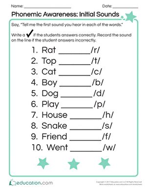 Phonemic Awareness Initial Sounds Worksheet Education