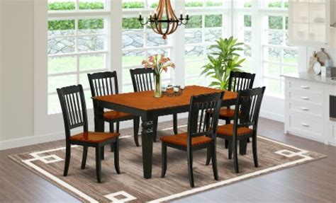 East West Furniture Weston 7 Piece Dining Set With Wood Chairs In Black