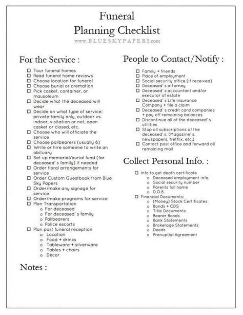 Printable Catholic Funeral Planning Checklist