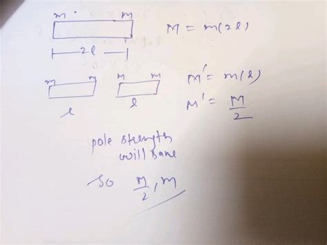 A Bar Magnet Of Magnetic Moment M And Pole Strength M Is Broken In Two