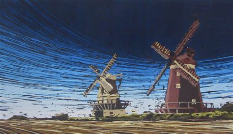 Gemälde Windmühlen Acrylbild Windmühlen im Sturm Handgemaltes Original