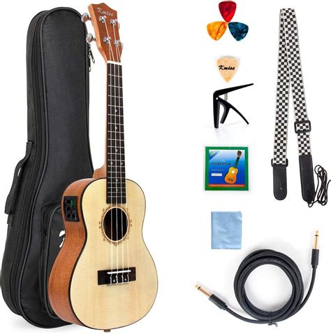 Electric Ukulele Solid Spruce Concert Ukelele 23 Inch Uke Hawaii Guitar