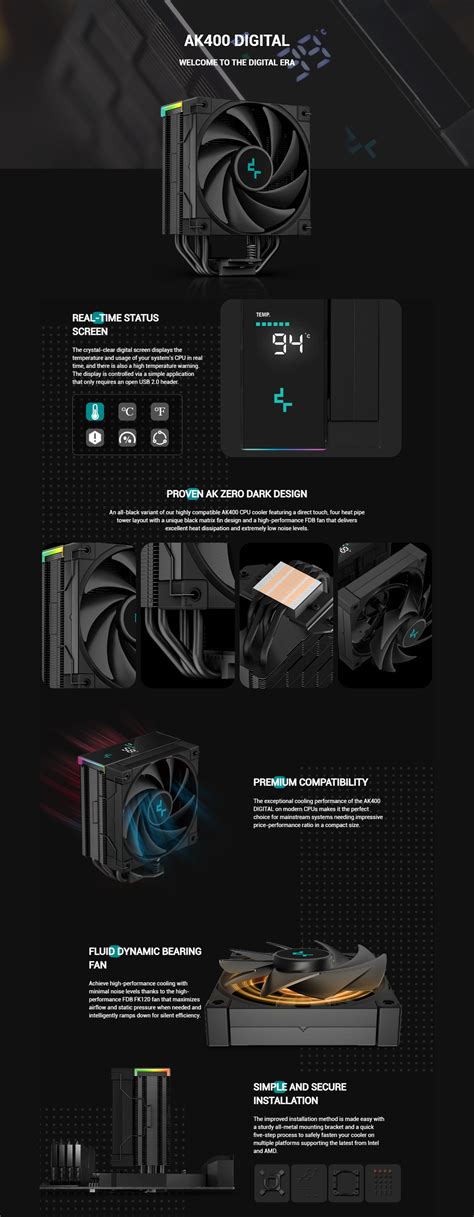 DeepCool AK400 DIGITAL CPU Cooler Cooling Scorptec Computers