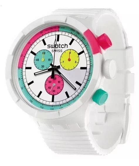 Swatch The Purity Of Neon Sb W Wristwatch Oversize Retro Watch Ebay