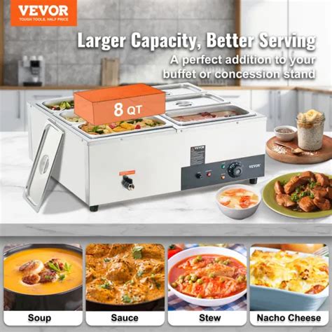 Dropship VEVOR 6 Pan Commercial Food Warmer 6 X 8QT Electric Steam