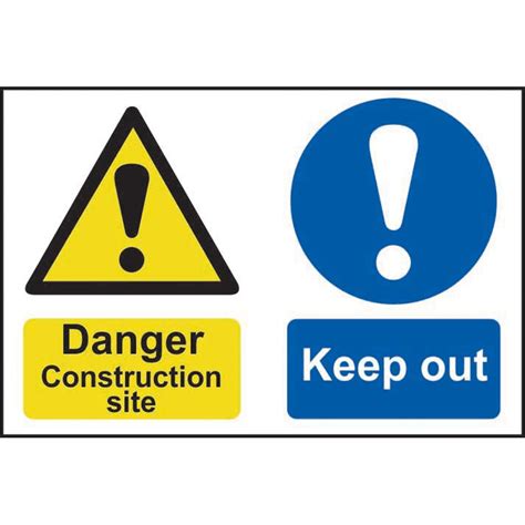 Danger Construction Site Keep Out Sign Rigid 1mm PVC Board 600mm X