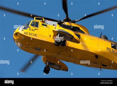 Raf Search And And Rescue Seaking Helicopter Yellow Stock Photo Royalty