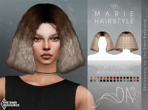 The Sims Resource Marie Hairstyle With Curly Ombre Add On