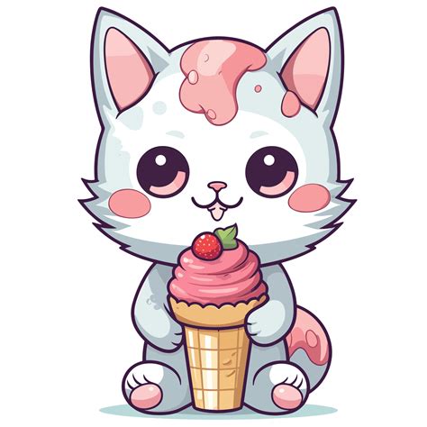 Cute Cat Eating Ice Cream 24477639 PNG