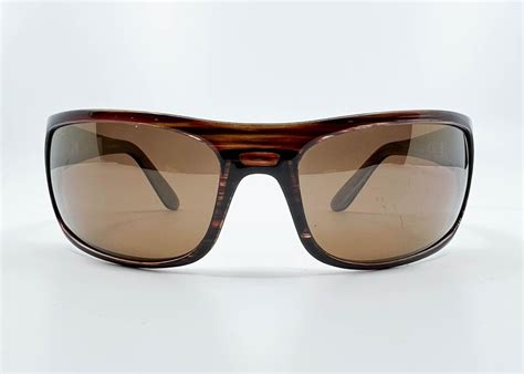 Maui Jim Sunglasses Mj202 10 Peahi Brown Wood Grain Frames Mirrored