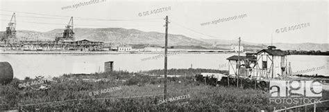 Basin for the launch of the Monfalcone naval shipyard taken from the ...