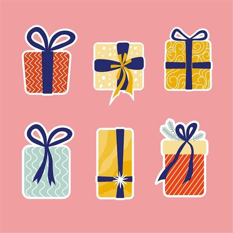 Conjunto De Regalos De Navidad Regalos Para Año Nuevo Vector Premium