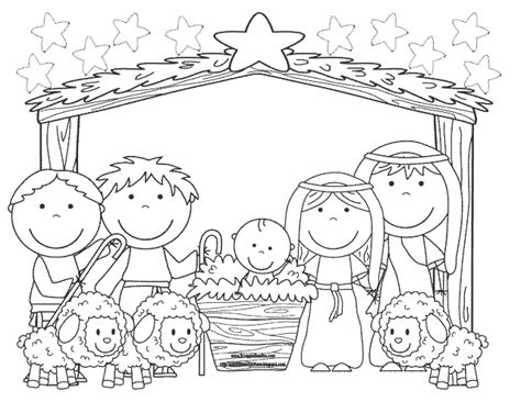 Dibujo Para Colorear Pesebre De Navidad