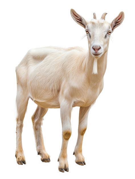 Premium Photo Full Side View Of A Serene White Goat With Long Fur And