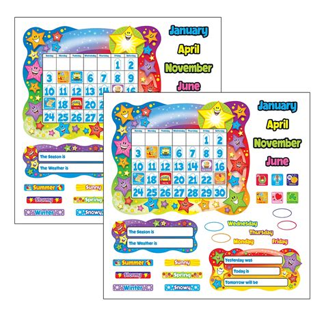 Trend Star Calendar Bulletin Board Set 2 Sets