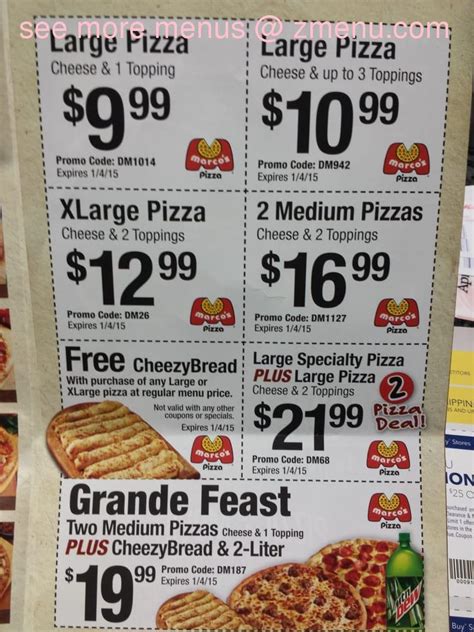 Menu at Marco's Pizza pizzeria, North Liberty, 415 Community Dr