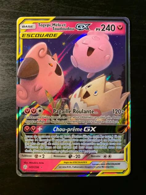 CARTE POKÉMON Togepi Mélo et Toudoudou GX 143 236 Eclipse Cosmique