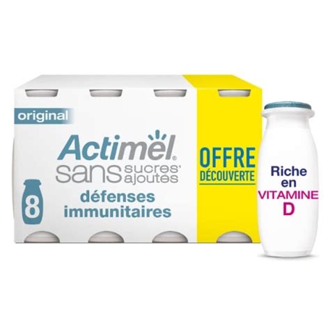 Yaourt à boire nature sans sucres ajoutés ACTIMEL les 8 bouteilles de