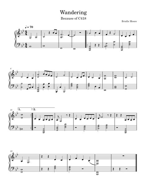 Wandering Sheet Music For Piano Solo Easy