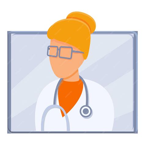 Икона женщины-врача телемедицины Мультфильм векторной иконки женщины ...