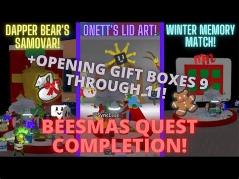 Dapper Bear, Onett, and Spirit Bear's Beesmas Quests Completed