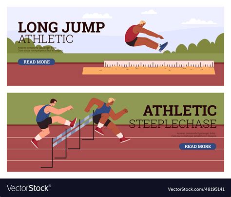 Men fast run hurdle race in the stadium long jump Vector Image