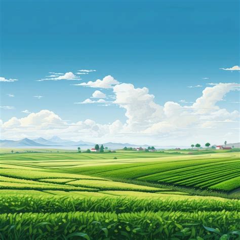 Premium Photo Farm With Lush Green Crops And Clear Beautiful Blue Sky