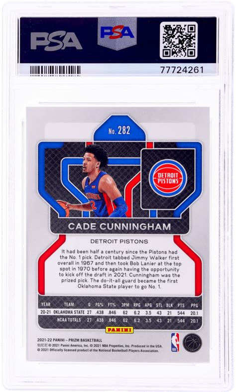 2021 Panini Prizm Cade Cunningham 282 PSA 9 Rookie RC EBay