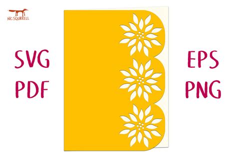 Sunflower Scallop Edged Card Svg Cut Graphic By Nic Squirrell