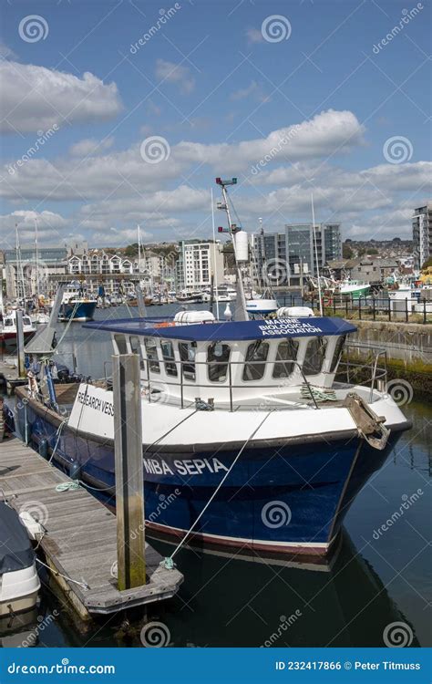 Marine Research Vessel Mba Sepia Alongside Sutton Harbour Plymouth