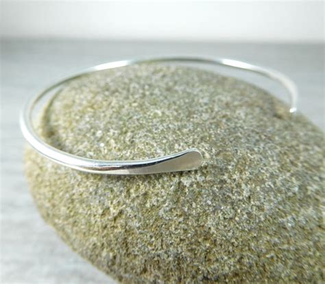 Thin Sterling Silver Cuff Bracelet Open Bangle Bracelet Simple