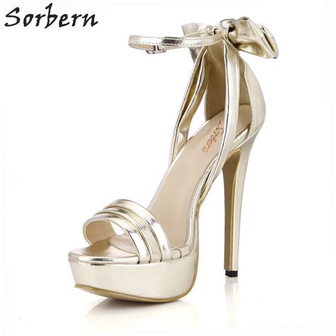 Sorbern Famous Brand Shoes Women Light Gold Open Toe Women Shoes Thick