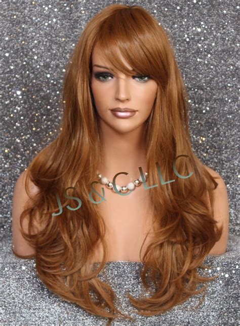 STRAWBERRY BLONDE Stunning Human Hair Blend Wig Long Layered Wavy Full