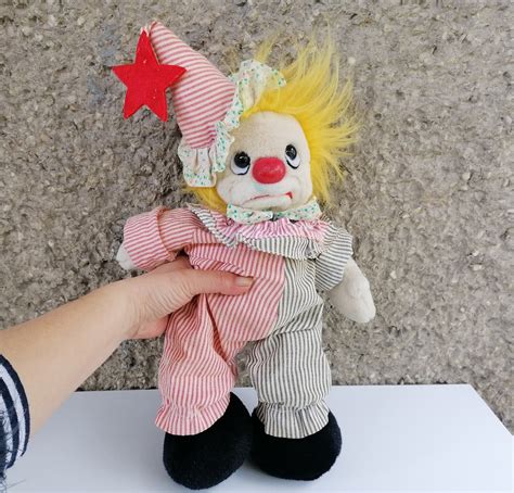 Vintage Two Faced Plush Clown Doll Sad Clown Or Happy Clown Etsy