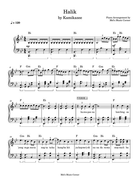 Kamikazee Halik Piano Sheet Music 악보 By Mels Music Corner