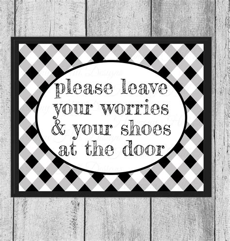 Please Leave Your Worries And Your Shoes At The Door Plaid Printable