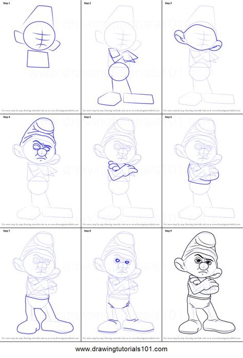 How to Draw Grouchy Smurf from Smurfs - The Lost Village Printable ...