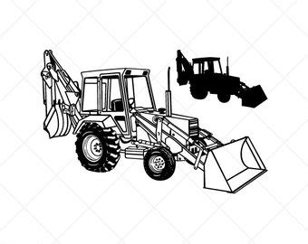 Backhoe clipart black and white, Backhoe black and white Transparent ...