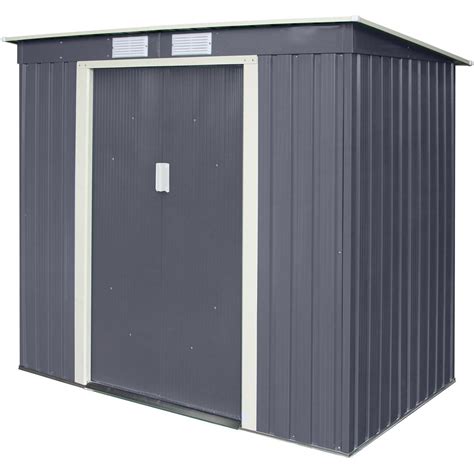 Rowlinson X Ft Dark Grey Trentvale Pent Metal Garden Shed Wilko