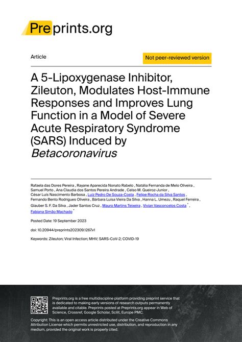 Pdf A 5 Lipoxygenase Inhibitor Zileuton Modulates Host Immune