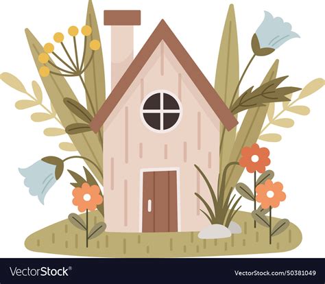 Spring house with flowers Royalty Free Vector Image