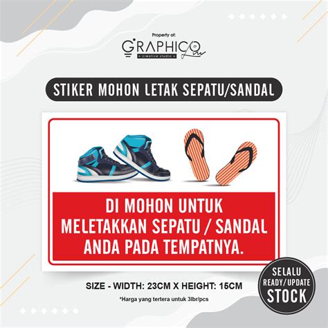 Stiker Mohon Letak Sandal Sepatu Pada Tempatnya Per 3 Lembar 23x15cm