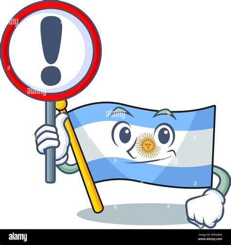 With Sign Flag Argentina Cartoon The Shaped Mascot Stock Vector Image