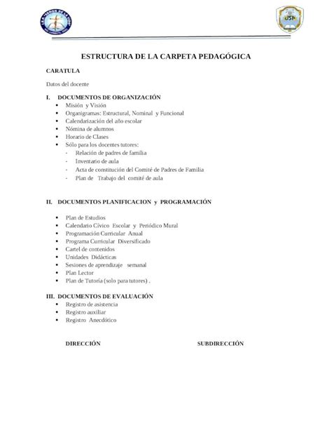 DOCX ESTRUCTURA DE LA CARPETA PEDAGÓGICA DOKUMEN TIPS