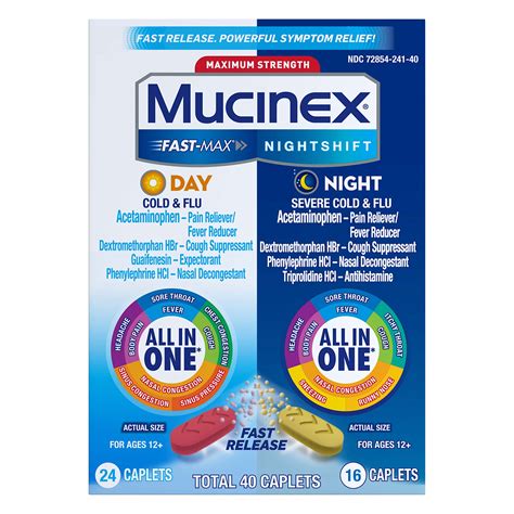 Buy Maximum Strength Mucinex Fast Max Day Cold Flu Nightshift Night