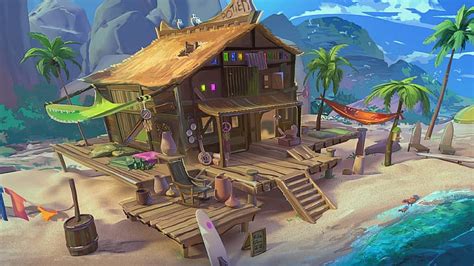 Obra De Arte Artstation Playa Casa Fondo De Pantalla Hd